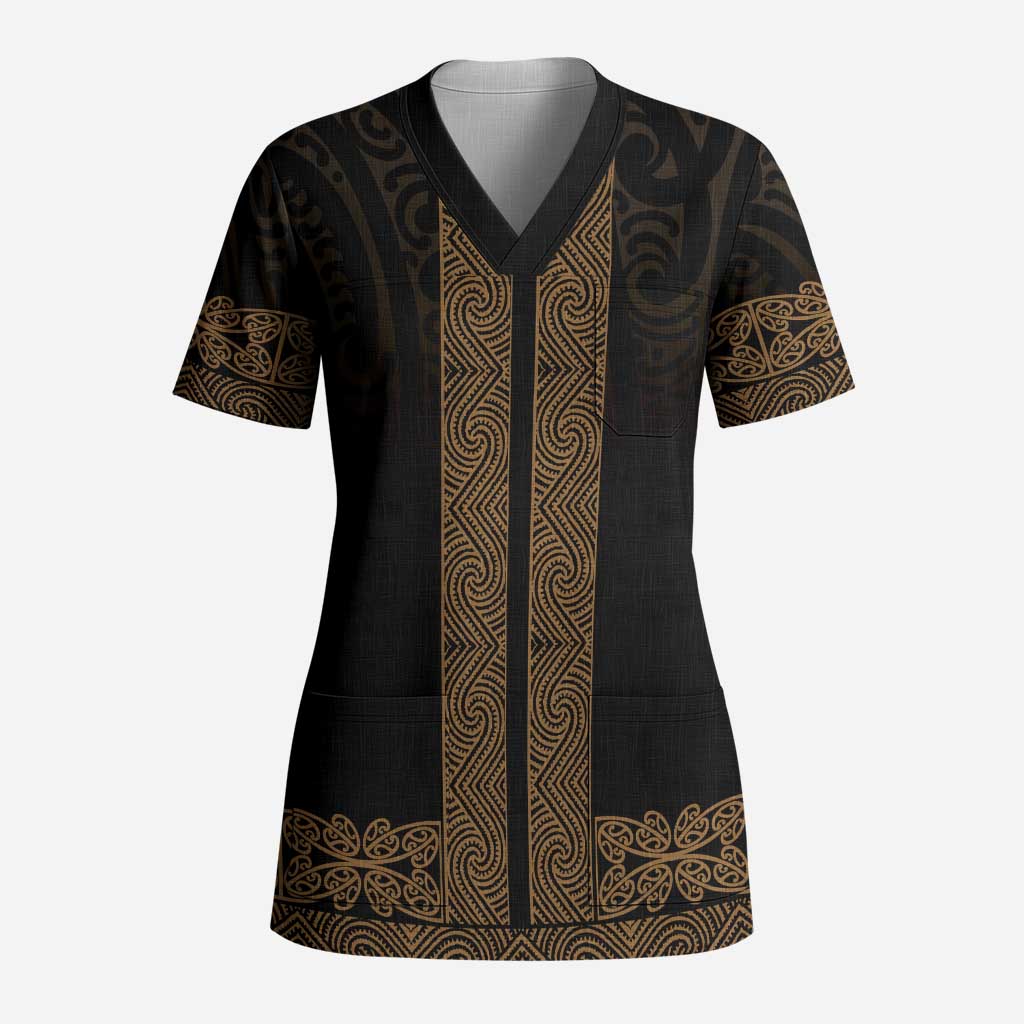 New Zealand Maori Kowhaiwhai Scrub Top Parauri Maui and Mangopare - Polynesian Pride