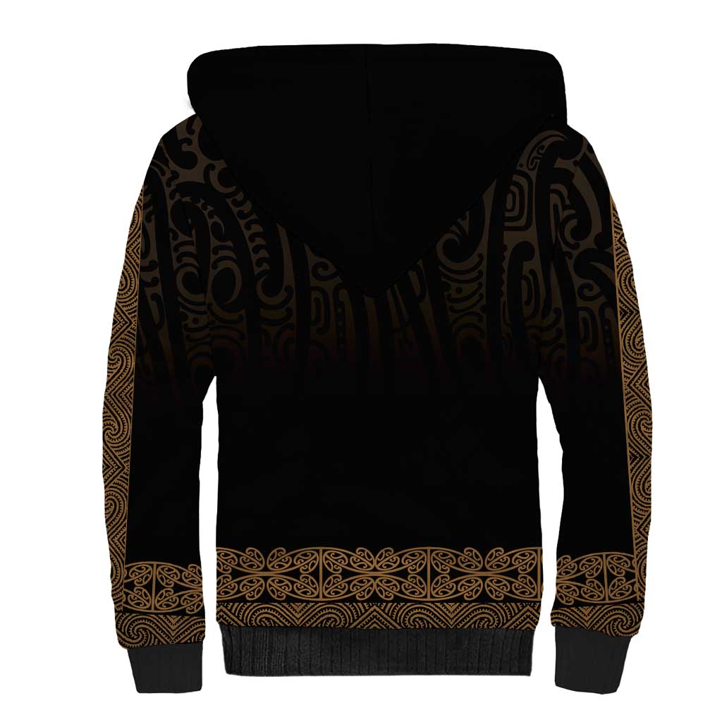 New Zealand Maori Kowhaiwhai Sherpa Hoodie Parauri Maui and Mangopare