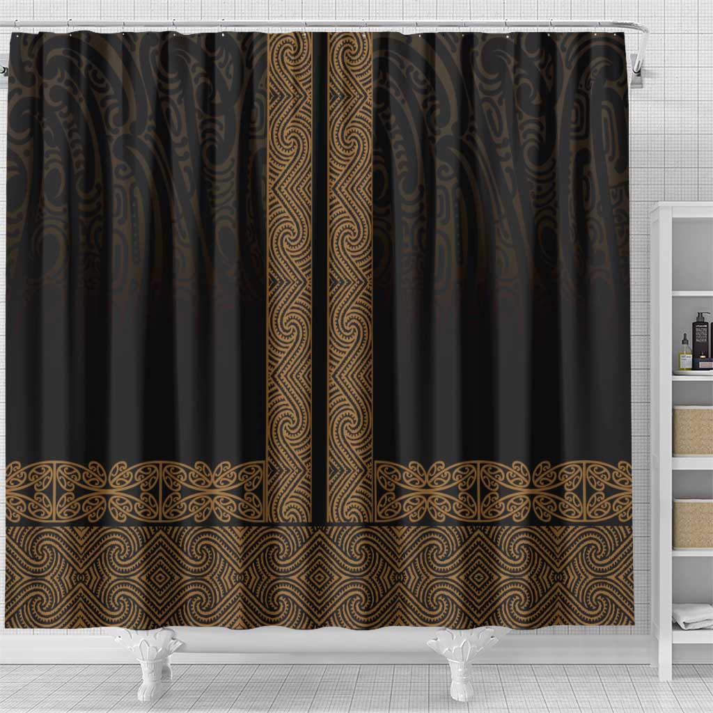 New Zealand Maori Kowhaiwhai Shower Curtain Parauri Maui and Mangopare