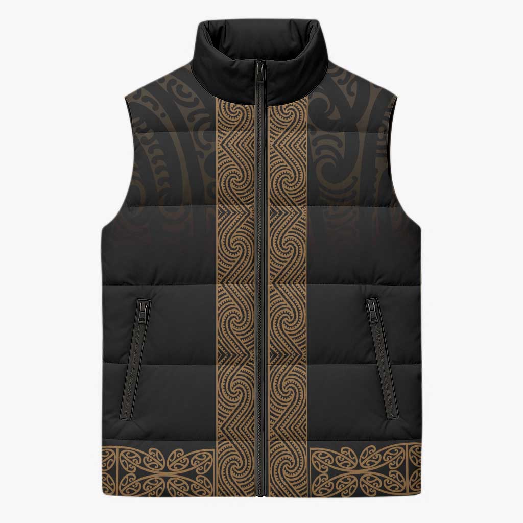 New Zealand Maori Kowhaiwhai Sleeveless Puffer Jacket Parauri Maui and Mangopare - Polynesian Pride