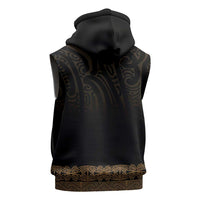 New Zealand Maori Kowhaiwhai Sleeveless Zip Hoodie Parauri Maui and Mangopare - Polynesian Pride
