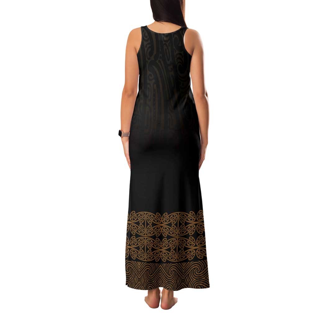 New Zealand Maori Kowhaiwhai Tank Maxi Dress Parauri Maui and Mangopare