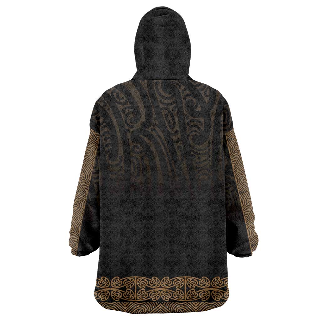 New Zealand Maori Kowhaiwhai Wearable Blanket Hoodie Parauri Maui and Mangopare