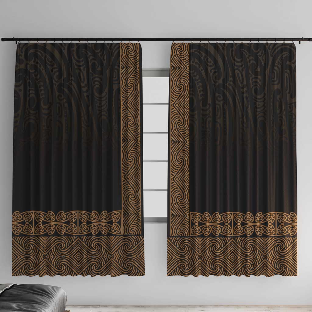 New Zealand Maori Kowhaiwhai Window Curtain Parauri Maui and Mangopare