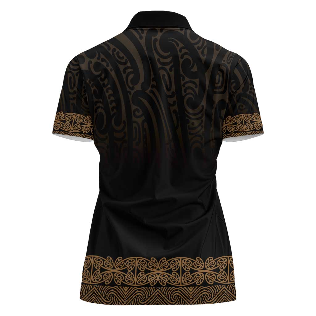 New Zealand Maori Kowhaiwhai Women Polo Shirt Parauri Maui and Mangopare