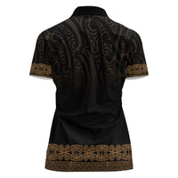 New Zealand Maori Kowhaiwhai Women Polo Shirt Parauri Maui and Mangopare