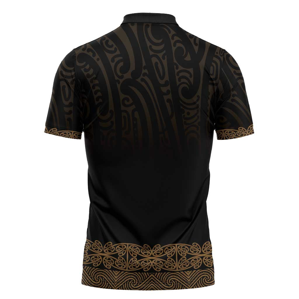 New Zealand Maori Kowhaiwhai Zipper Polo Shirt Parauri Maui and Mangopare - Polynesian Pride
