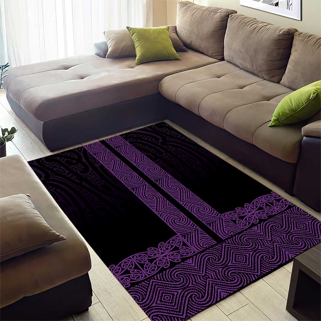 New Zealand Maori Kowhaiwhai Area Rug Waiporoporo Maui and Mangopare