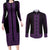 New Zealand Maori Kowhaiwhai Couples Matching Long Sleeve Bodycon Dress and Long Sleeve Button Shirt Waiporoporo Maui and Mangopare