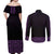 New Zealand Maori Kowhaiwhai Couples Matching Off Shoulder Maxi Dress and Long Sleeve Button Shirt Waiporoporo Maui and Mangopare