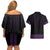 New Zealand Maori Kowhaiwhai Couples Matching Off Shoulder Short Dress and Hawaiian Shirt Waiporoporo Maui and Mangopare