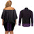 New Zealand Maori Kowhaiwhai Couples Matching Off Shoulder Short Dress and Long Sleeve Button Shirt Waiporoporo Maui and Mangopare