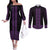New Zealand Maori Kowhaiwhai Couples Matching Off The Shoulder Long Sleeve Dress and Long Sleeve Button Shirt Waiporoporo Maui and Mangopare