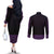 New Zealand Maori Kowhaiwhai Couples Matching Off The Shoulder Long Sleeve Dress and Long Sleeve Button Shirt Waiporoporo Maui and Mangopare