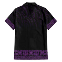 New Zealand Maori Kowhaiwhai Family Matching Off The Shoulder Long Sleeve Dress and Hawaiian Shirt Waiporoporo Maui and Mangopare