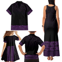 New Zealand Maori Kowhaiwhai Family Matching Tank Maxi Dress and Hawaiian Shirt Waiporoporo Maui and Mangopare
