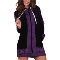 New Zealand Maori Kowhaiwhai Hoodie Dress Waiporoporo Maui and Mangopare