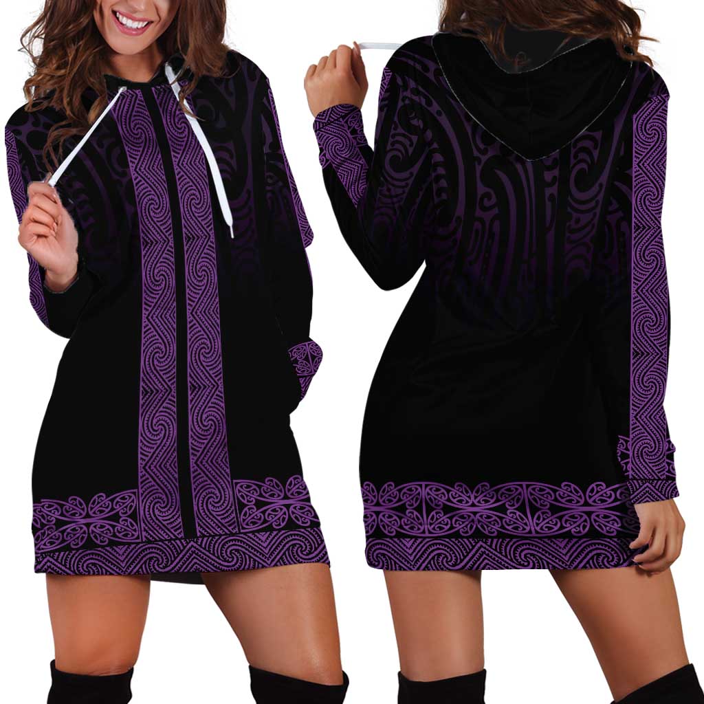 New Zealand Maori Kowhaiwhai Hoodie Dress Waiporoporo Maui and Mangopare