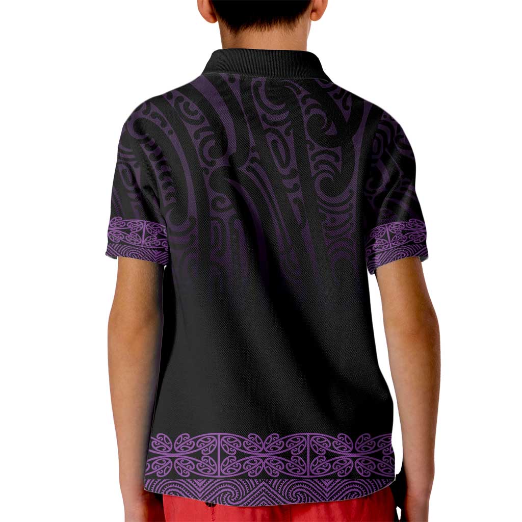 New Zealand Maori Kowhaiwhai Kid Polo Shirt Waiporoporo Maui and Mangopare