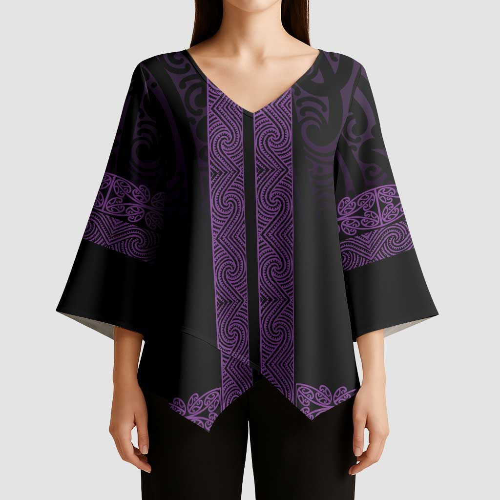 New Zealand Maori Kowhaiwhai Kimono Sleeve Blouse Waiporoporo Maui and Mangopare - Polynesian Pride