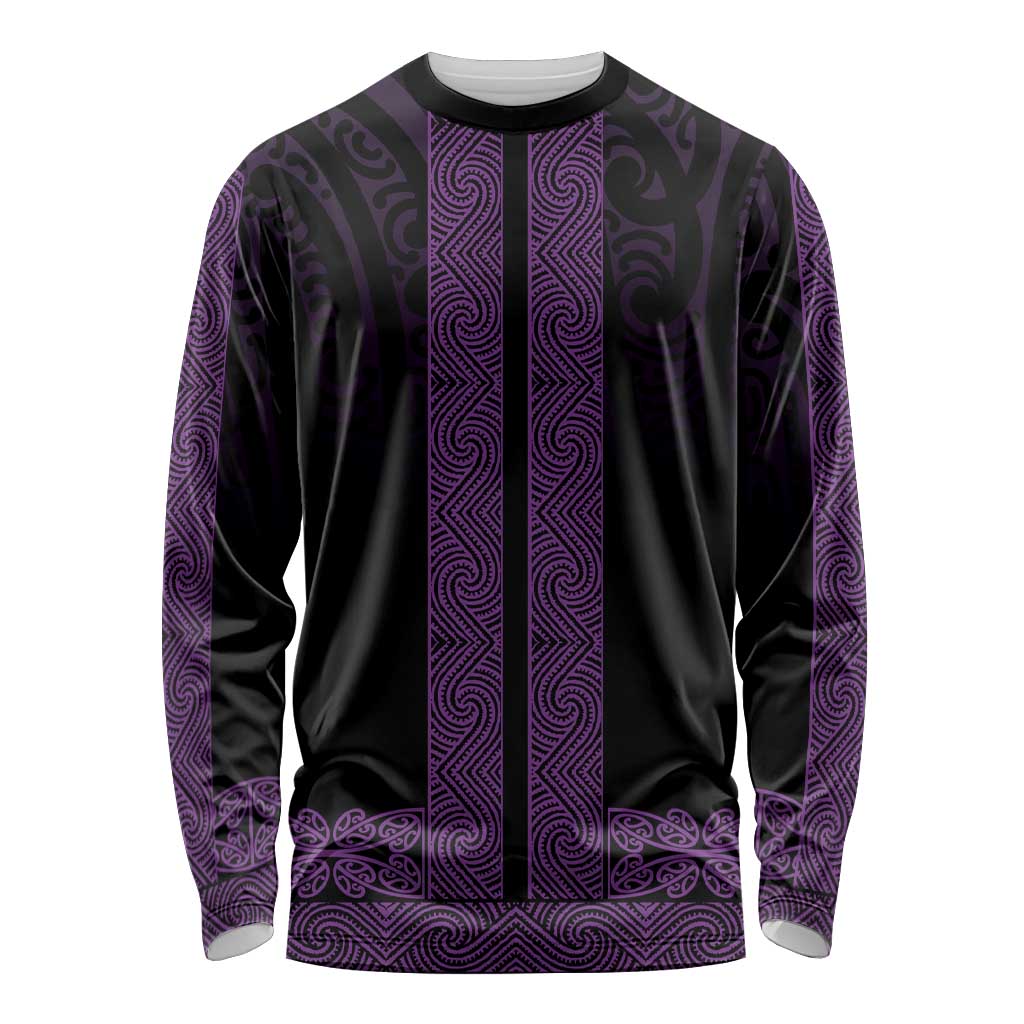 New Zealand Maori Kowhaiwhai Long Sleeve Shirt Waiporoporo Maui and Mangopare