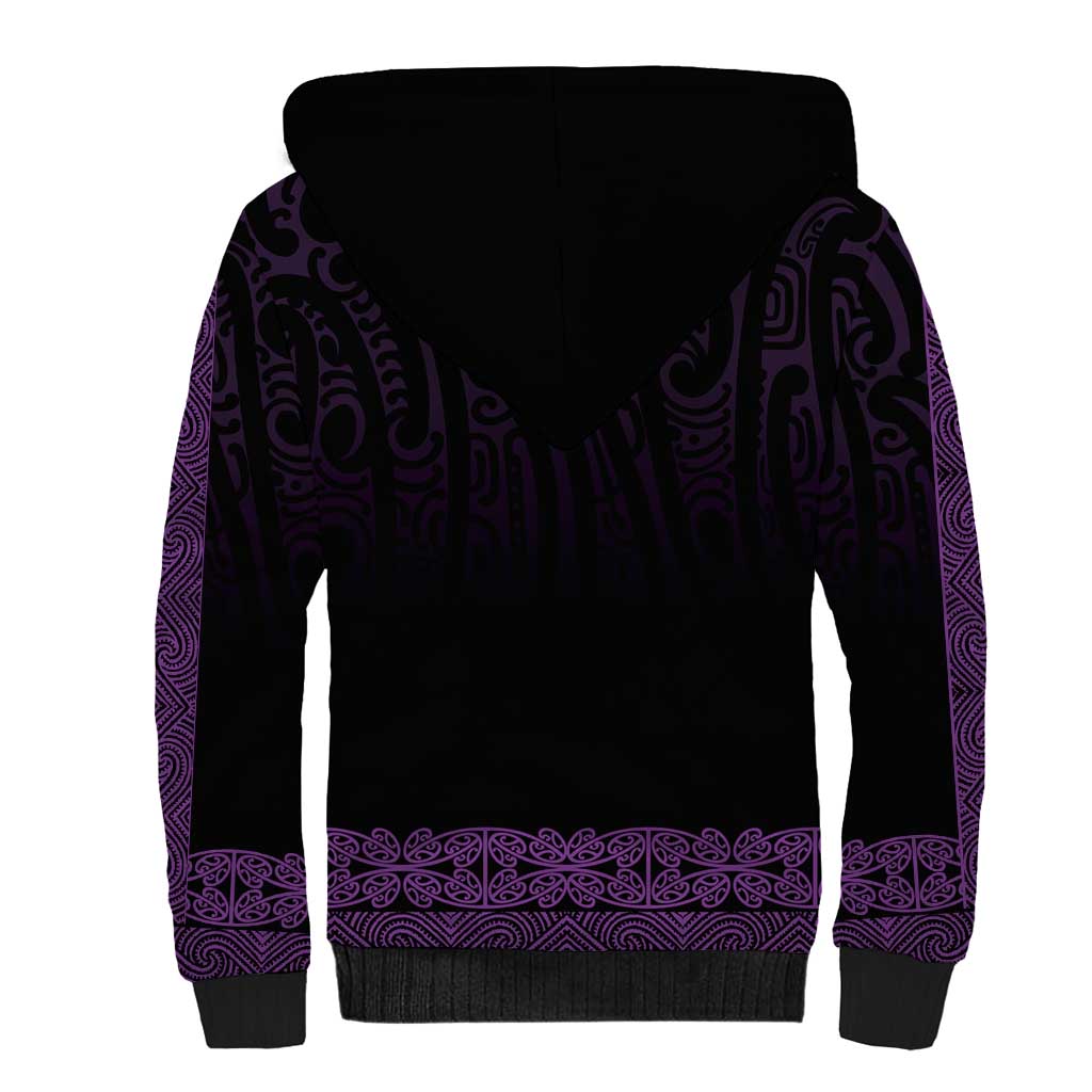 New Zealand Maori Kowhaiwhai Sherpa Hoodie Waiporoporo Maui and Mangopare