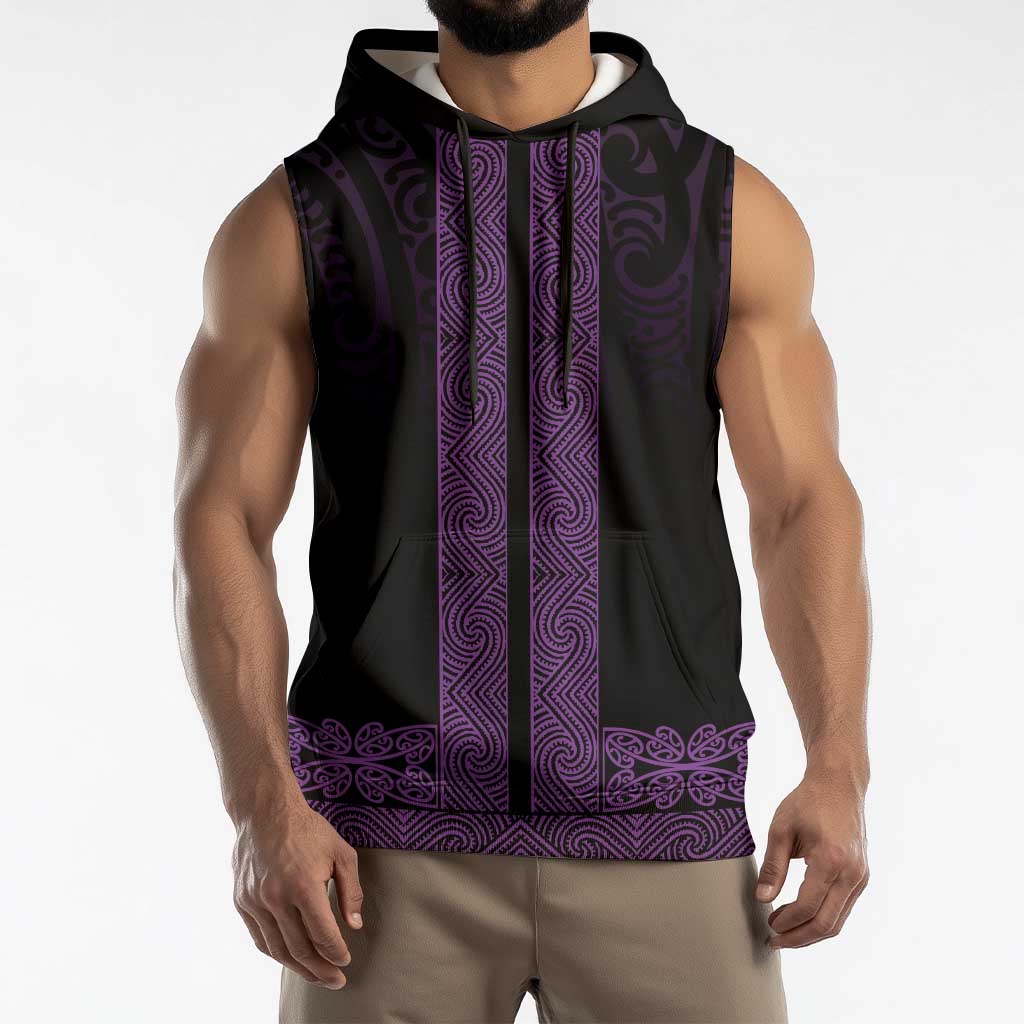 New Zealand Maori Kowhaiwhai Sleeveless Hoodie Waiporoporo Maui and Mangopare - Polynesian Pride