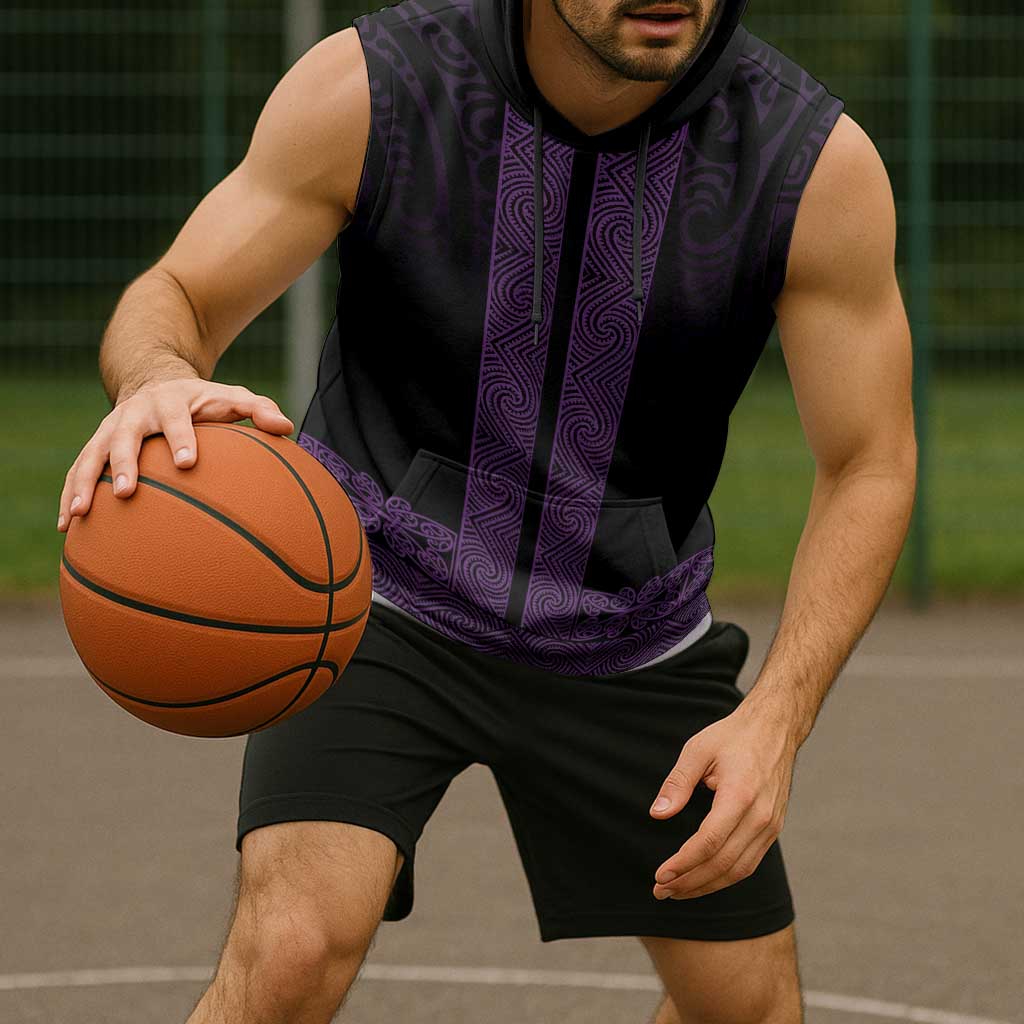 New Zealand Maori Kowhaiwhai Sleeveless Hoodie Waiporoporo Maui and Mangopare - Polynesian Pride