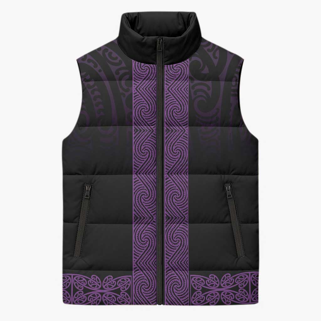 New Zealand Maori Kowhaiwhai Sleeveless Puffer Jacket Waiporoporo Maui and Mangopare - Polynesian Pride