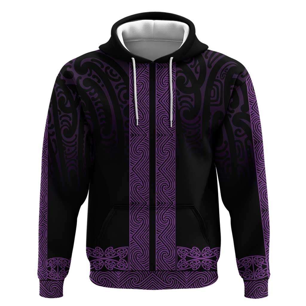 New Zealand Maori Kowhaiwhai Zip Hoodie Waiporoporo Maui and Mangopare