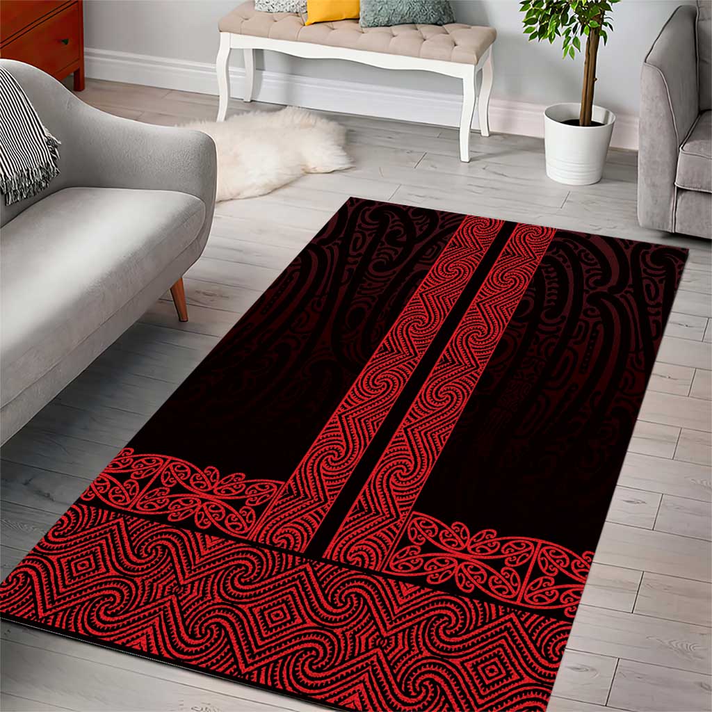 New Zealand Maori Kowhaiwhai Area Rug Whero Maui and Mangopare