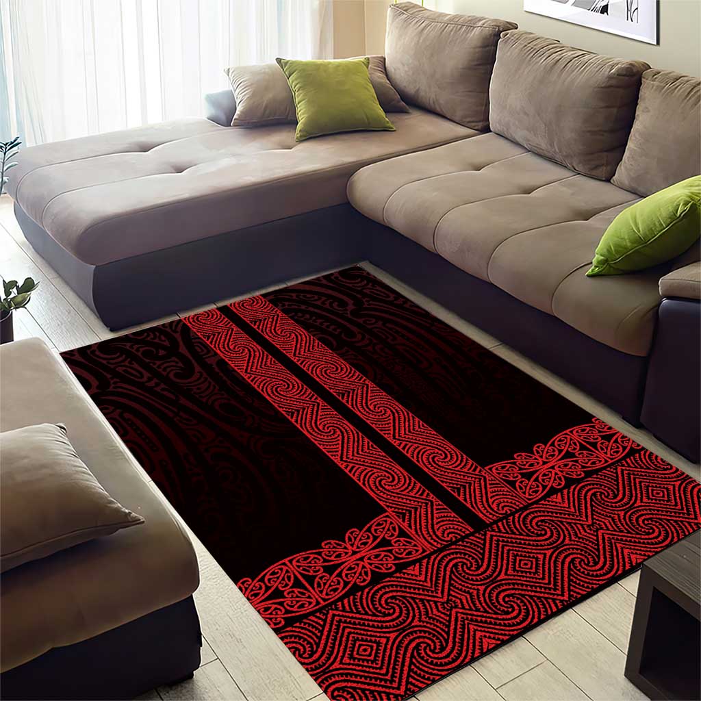 New Zealand Maori Kowhaiwhai Area Rug Whero Maui and Mangopare