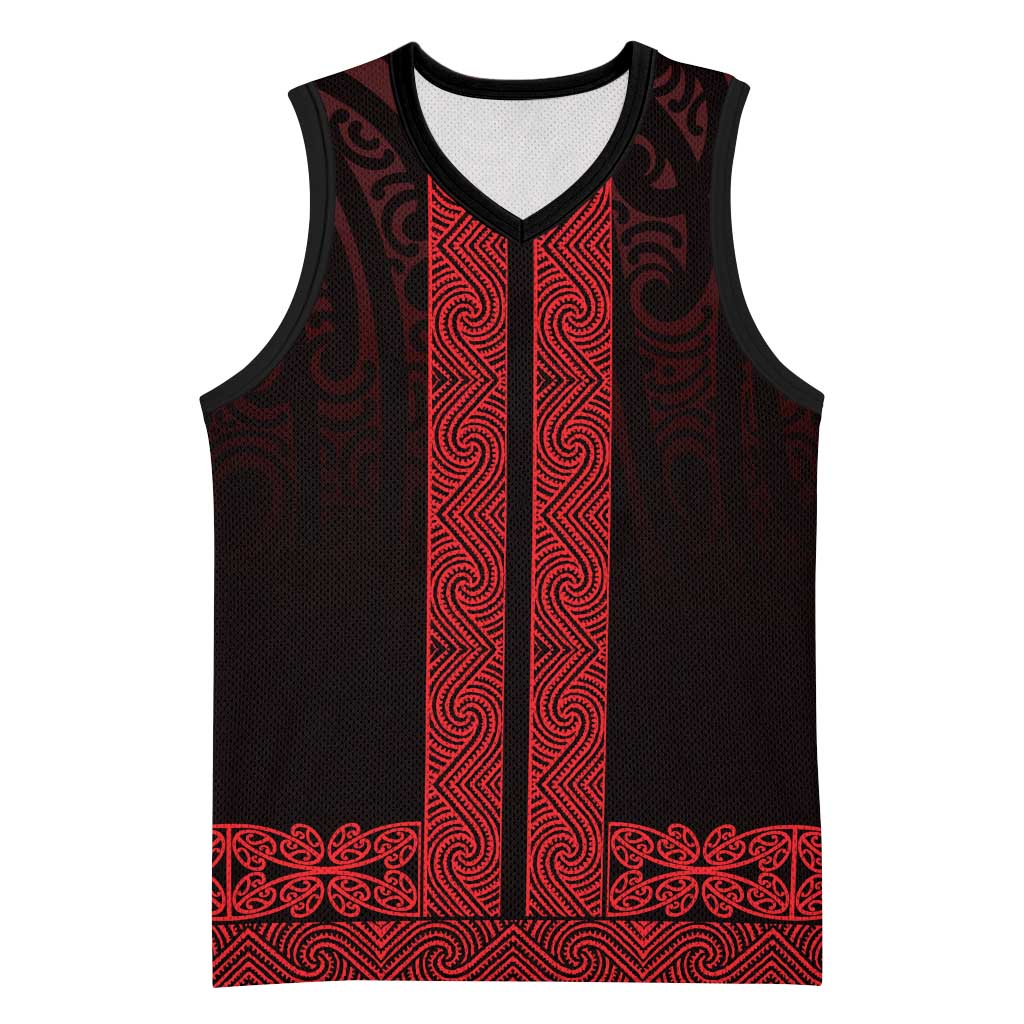 New Zealand Maori Kowhaiwhai Basketball Jersey Whero Maui and Mangopare - Polynesian Pride