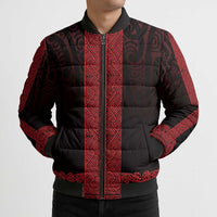 New Zealand Maori Kowhaiwhai Bomber Puffer Jacket Whero Maui and Mangopare - Polynesian Pride