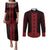 New Zealand Maori Kowhaiwhai Couples Matching Puletasi and Long Sleeve Button Shirt Whero Maui and Mangopare