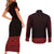 New Zealand Maori Kowhaiwhai Couples Matching Short Sleeve Bodycon Dress and Long Sleeve Button Shirt Whero Maui and Mangopare