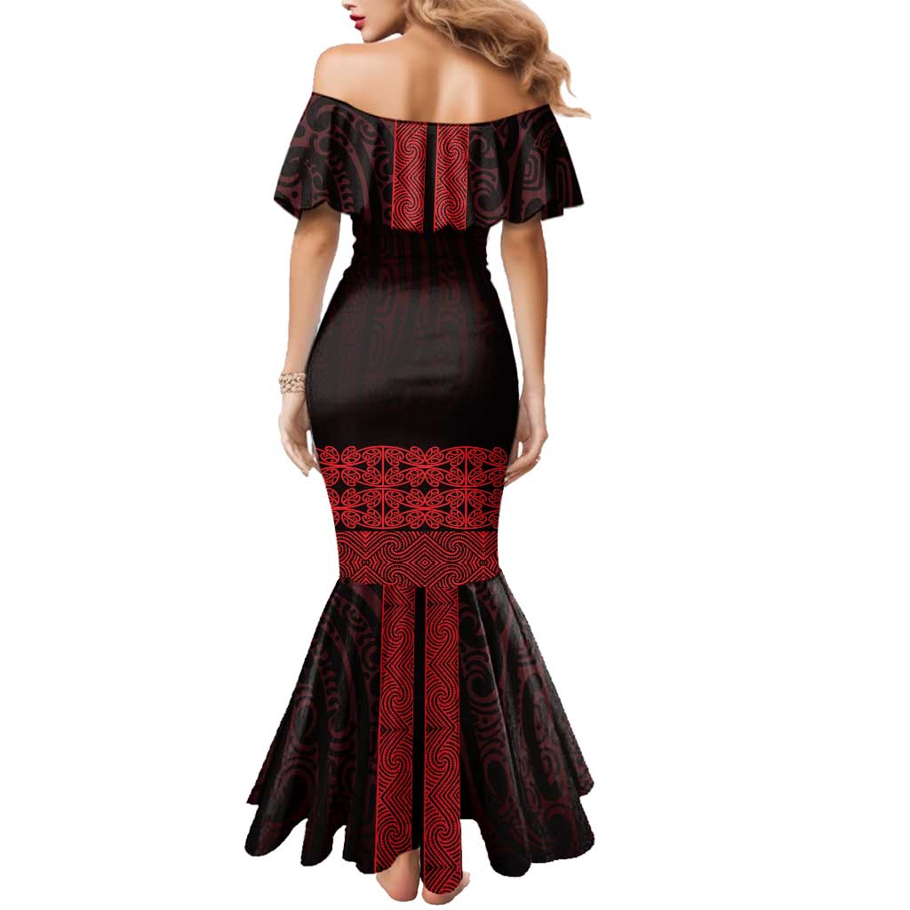 New Zealand Maori Kowhaiwhai Family Matching Mermaid Dress and Hawaiian Shirt Whero Maui and Mangopare