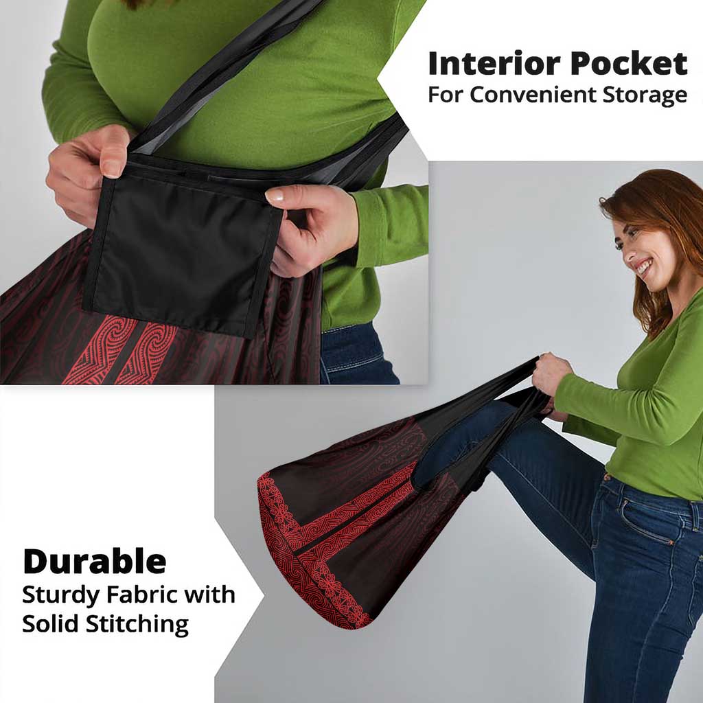 New Zealand Maori Kowhaiwhai Grocery Bag Whero Maui and Mangopare