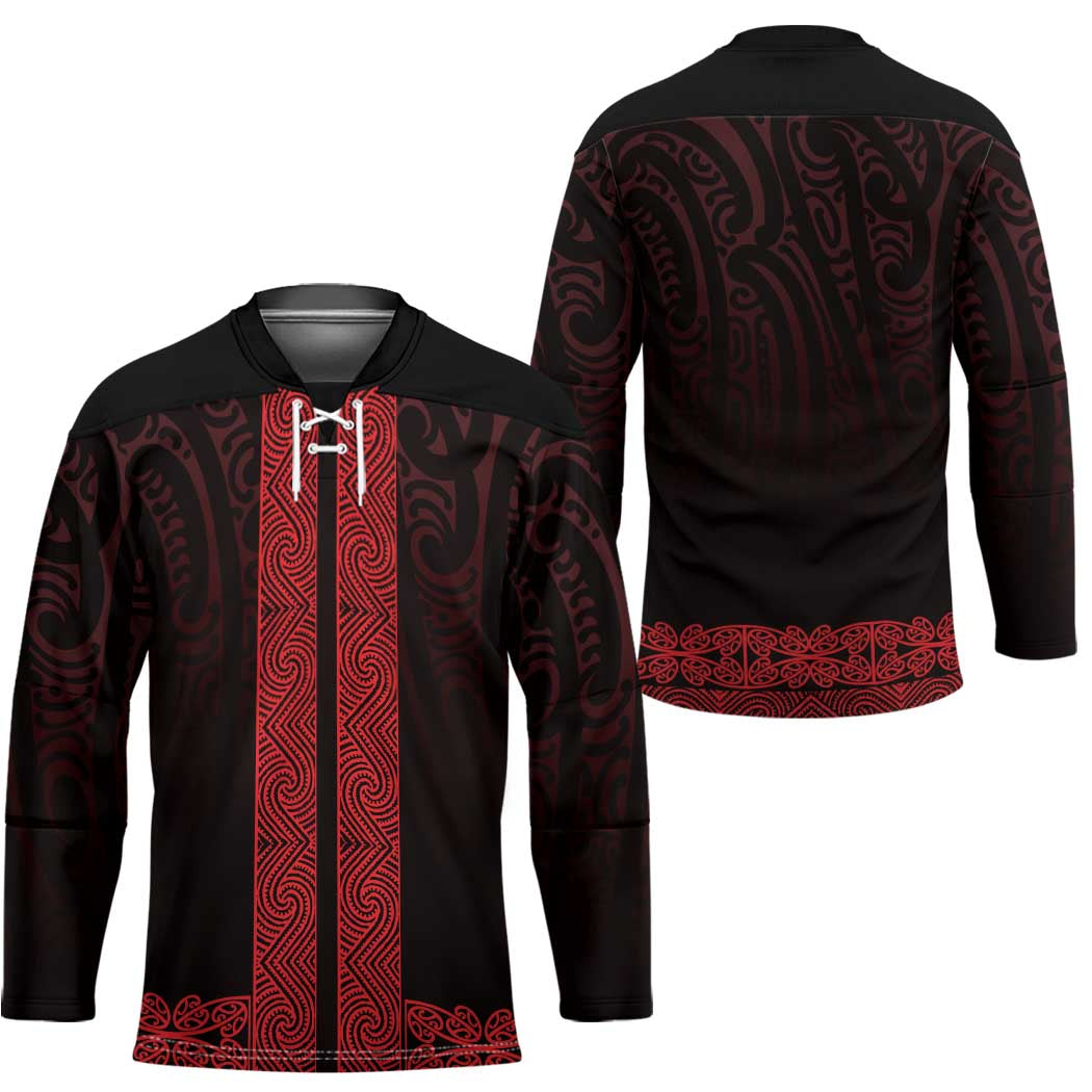 New Zealand Maori Kowhaiwhai Hockey Jersey Whero Maui and Mangopare - Polynesian Pride