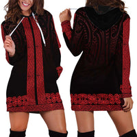 New Zealand Maori Kowhaiwhai Hoodie Dress Whero Maui and Mangopare