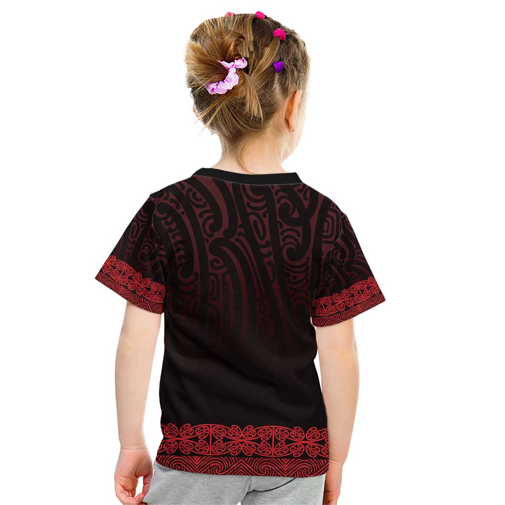 New Zealand Maori Kowhaiwhai Kid T Shirt Whero Maui and Mangopare