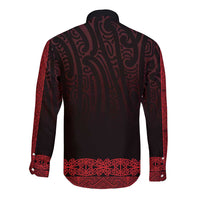 New Zealand Maori Kowhaiwhai Long Sleeve Button Shirt Whero Maui and Mangopare