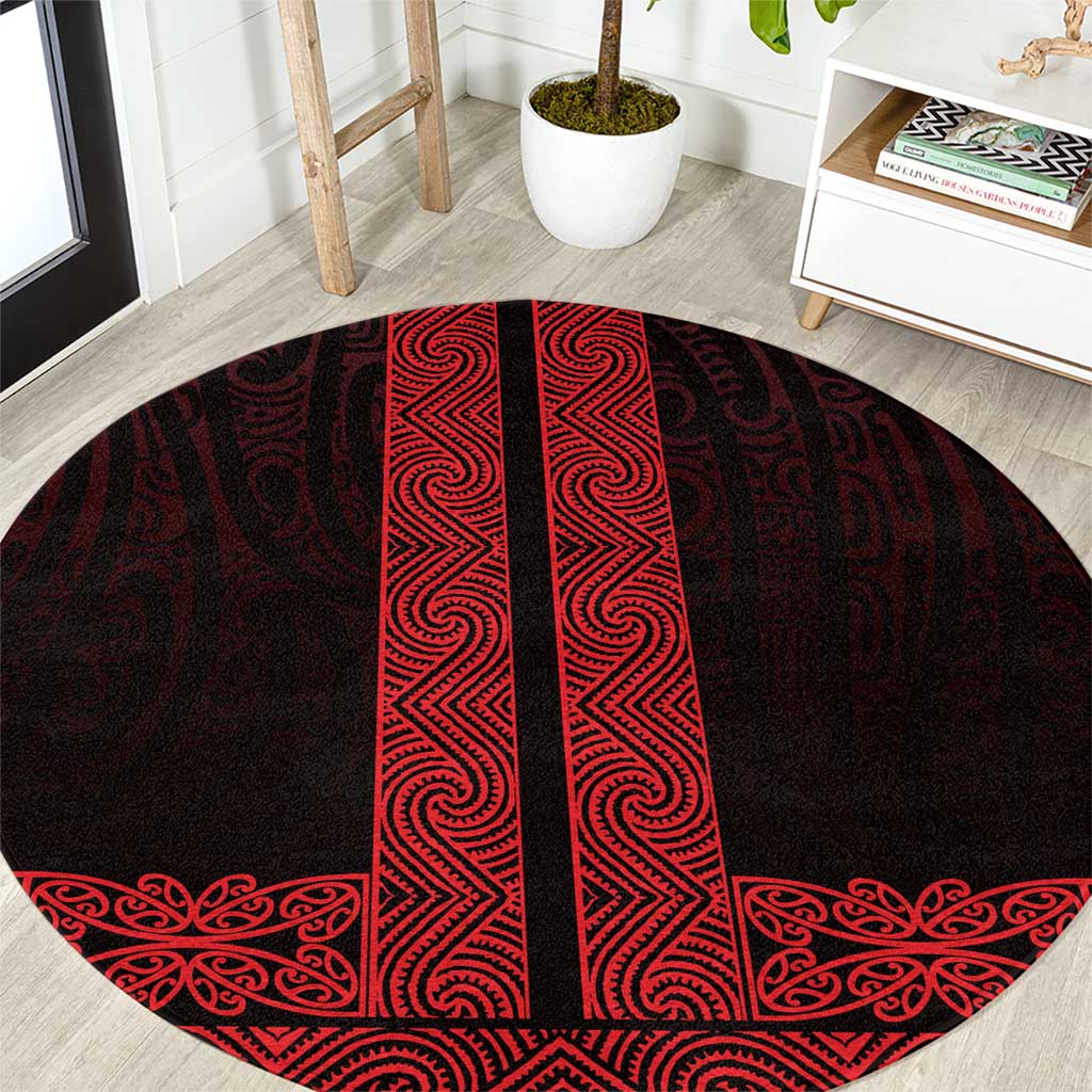 New Zealand Maori Kowhaiwhai Round Carpet Whero Maui and Mangopare