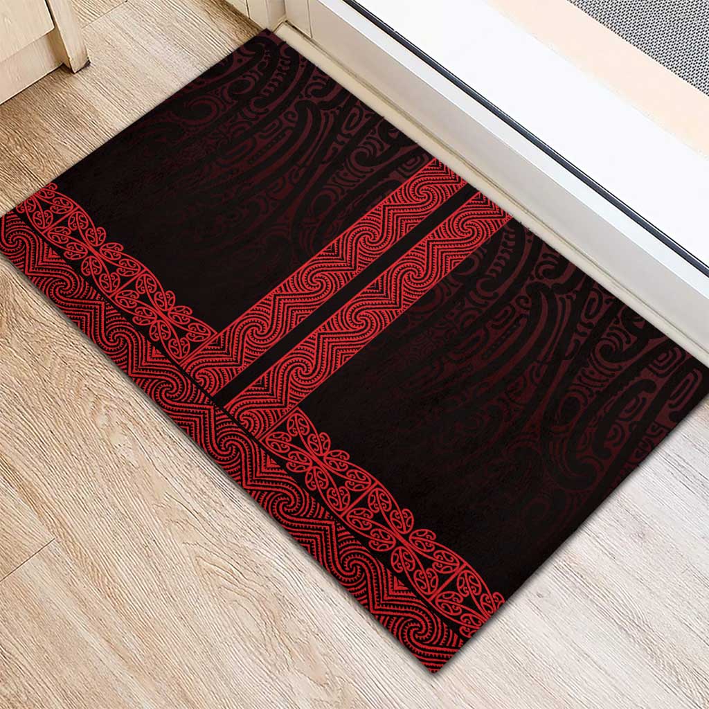 New Zealand Maori Kowhaiwhai Rubber Doormat Whero Maui and Mangopare