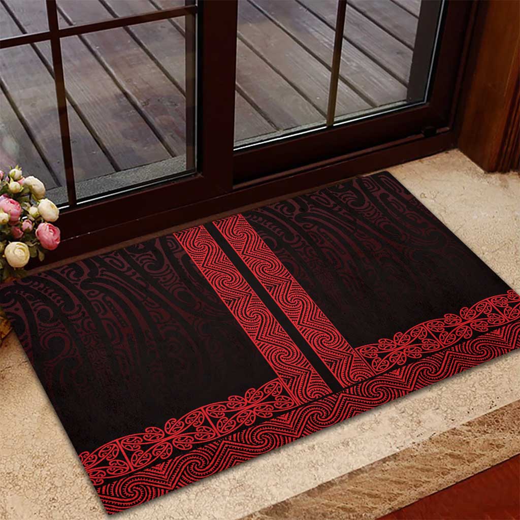 New Zealand Maori Kowhaiwhai Rubber Doormat Whero Maui and Mangopare