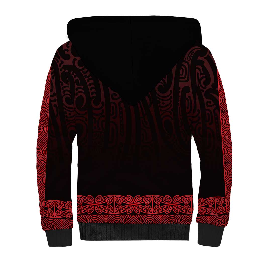 New Zealand Maori Kowhaiwhai Sherpa Hoodie Whero Maui and Mangopare