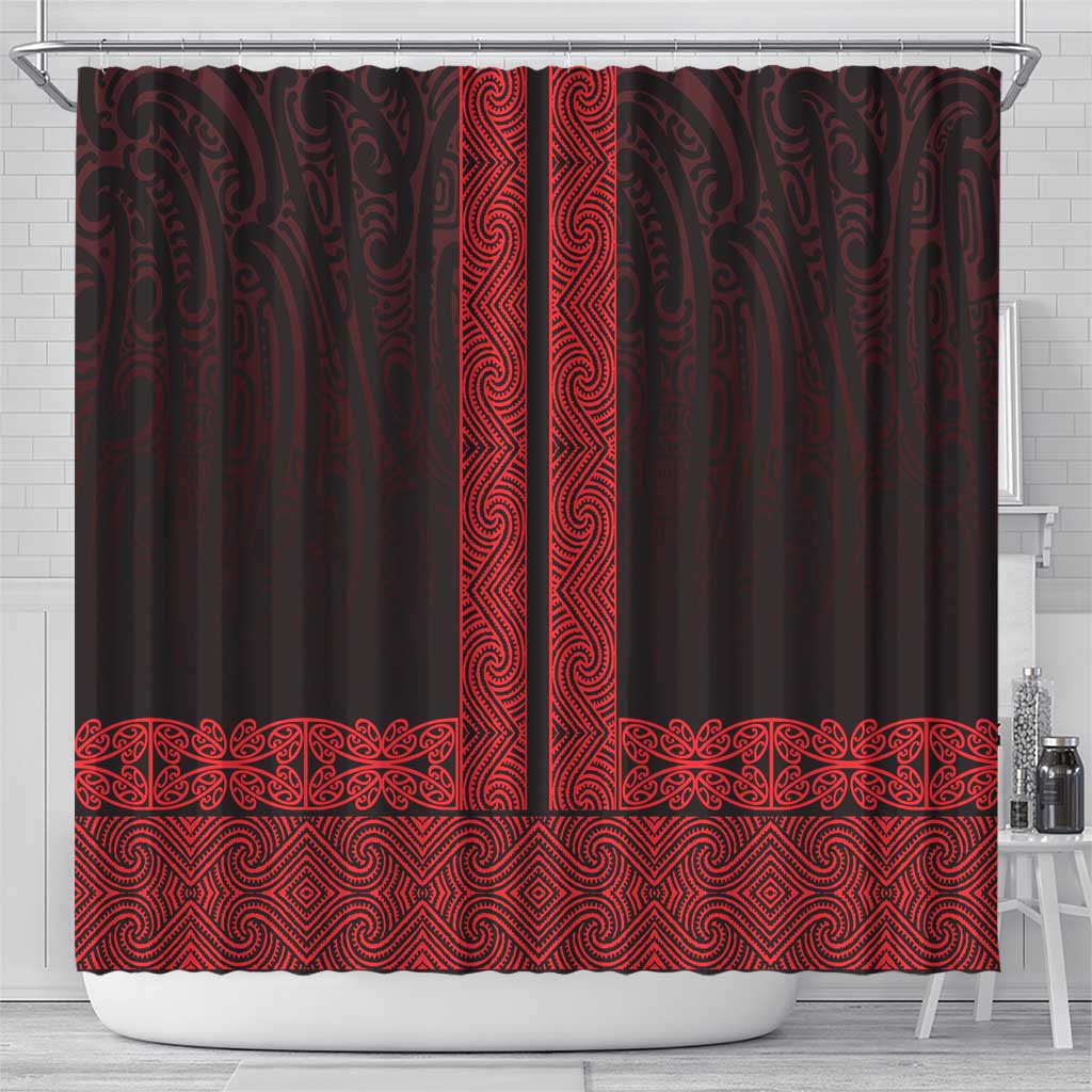 New Zealand Maori Kowhaiwhai Shower Curtain Whero Maui and Mangopare