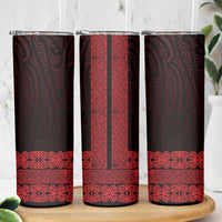 New Zealand Maori Kowhaiwhai Skinny Tumbler Whero Maui and Mangopare