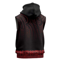 New Zealand Maori Kowhaiwhai Sleeveless Zip Hoodie Whero Maui and Mangopare - Polynesian Pride