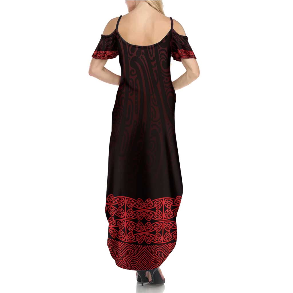 New Zealand Maori Kowhaiwhai Summer Maxi Dress Whero Maui and Mangopare
